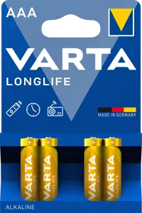 Varta 4103, Vienkartinė baterija, AAA, šarminė, 1,5 V, 4 vnt., mėlyna, geltona