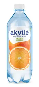 Stalo vanduo AKVILĖ apelsinų aromato, gazuotas, 0,6 l