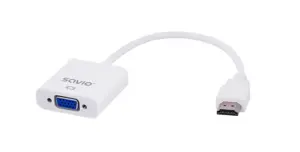 "Savio" CL-27B vaizdo kabelio adapteris HDMI A tipo (standartinis) VGA (D-Sub), baltas