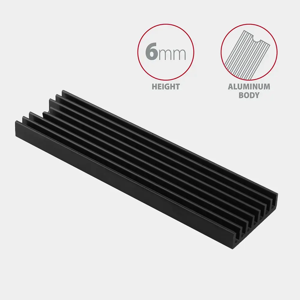 "AXAGON CLR-M2L6" pasyvusis - M.2 SSD, 80 mm SSD, ALU korpusas, silikoninės šiluminės pagalvėlės, aukštis 6 mm