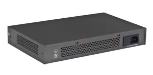 16 prievadų 10/100/1000 Mbps Ethernet komutatorius, IEEE802.3, IEEE802.3u, IEEE802.3z, IEEE802.3ab, automatinis MDI/MDIX, apsauga nuo audros, 11 colių metalinis korpusas su metaliniais tvirtinimo laikikliais, tinkamais montuoti į 19 colių spintą