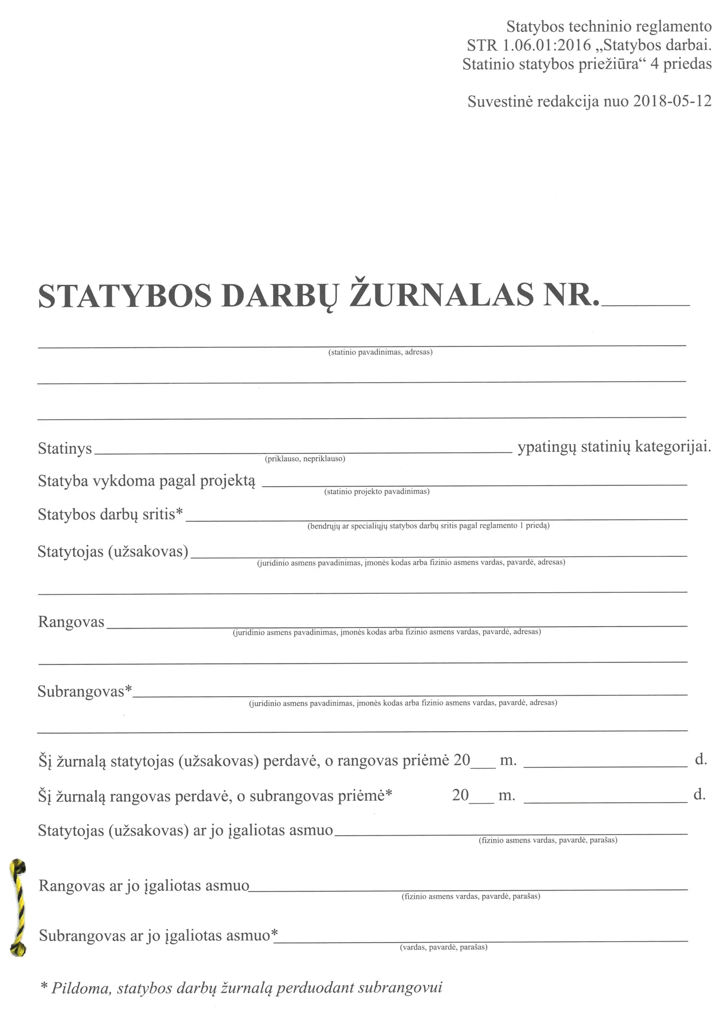Statybos darbų žurnalas, A4 (106)  0720-051
