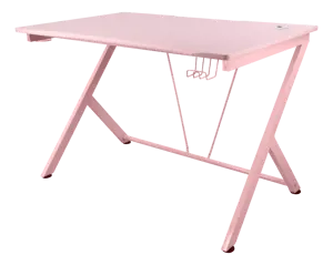 Žaidimų stalas DELTACO GAMING PINK LINE PT85, metalinės kojos, PVC dengtas paviršius, integruotas a…