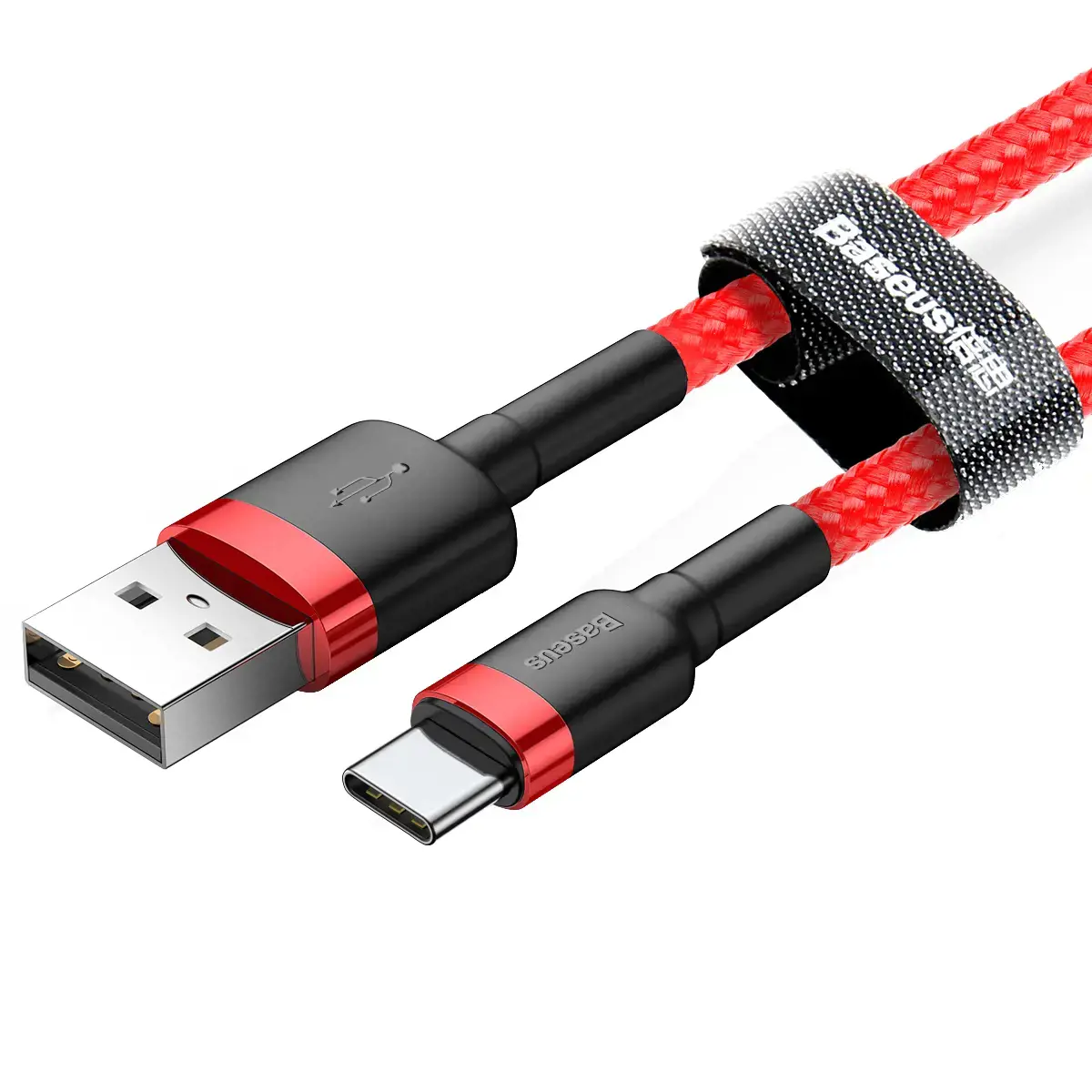 "Baseus Cafule Cable" patvarus nailono kabelis USB / USB-C QC3.0 3A 0.5M Raudona (Raudona)