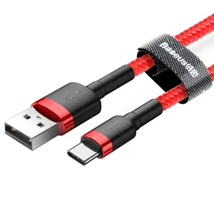 "Baseus Cafule Cable" patvarus nailono kabelis USB / USB-C QC3.0 3A 0.5M Raudona (Raudona)