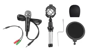 "Varr" žaidimų mikrofono rinkinys, įskaitant mikrofoną (3,5 mm), iškyšų filtrą, smūgių krepšį, trikojį ir adapterį, mikrofono jautrumas -58±2 dB ir visakryptis, suderinamas su "Windows" / "iOS" XXX PATIKRINTA, stalinis mikrofonas, -30 dB, 50 - 16000 Hz, 2200 Ω, 36 dB, visakryptis