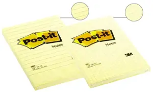 Lipnūs lapeliai POST-IT, 102 x 152 mm, 100 lapelių, langeliais, geltona