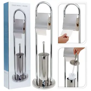 Bathroom Solutions Tualetinio popieriaus/šepečio laikiklis, sidabrinis