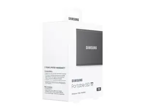 "Samsung" nešiojamasis SSD diskas T7, 1000 GB, C tipo USB, 3.2 Gen 2 (3.1 Gen 2), 1050 MB/s, apsauga nuo slaptažodžio, pilkas