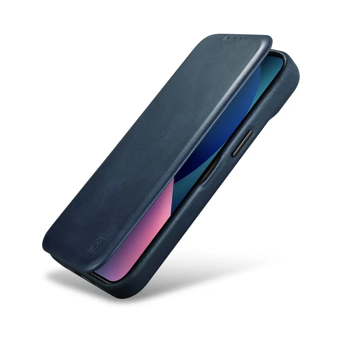 "iCarer CE Oil Wax Premium Leather Folio Case" odinis dėklas "iPhone 14 Pro", magnetinis "MagSafe", mėlynas (AKI14220706-BU)