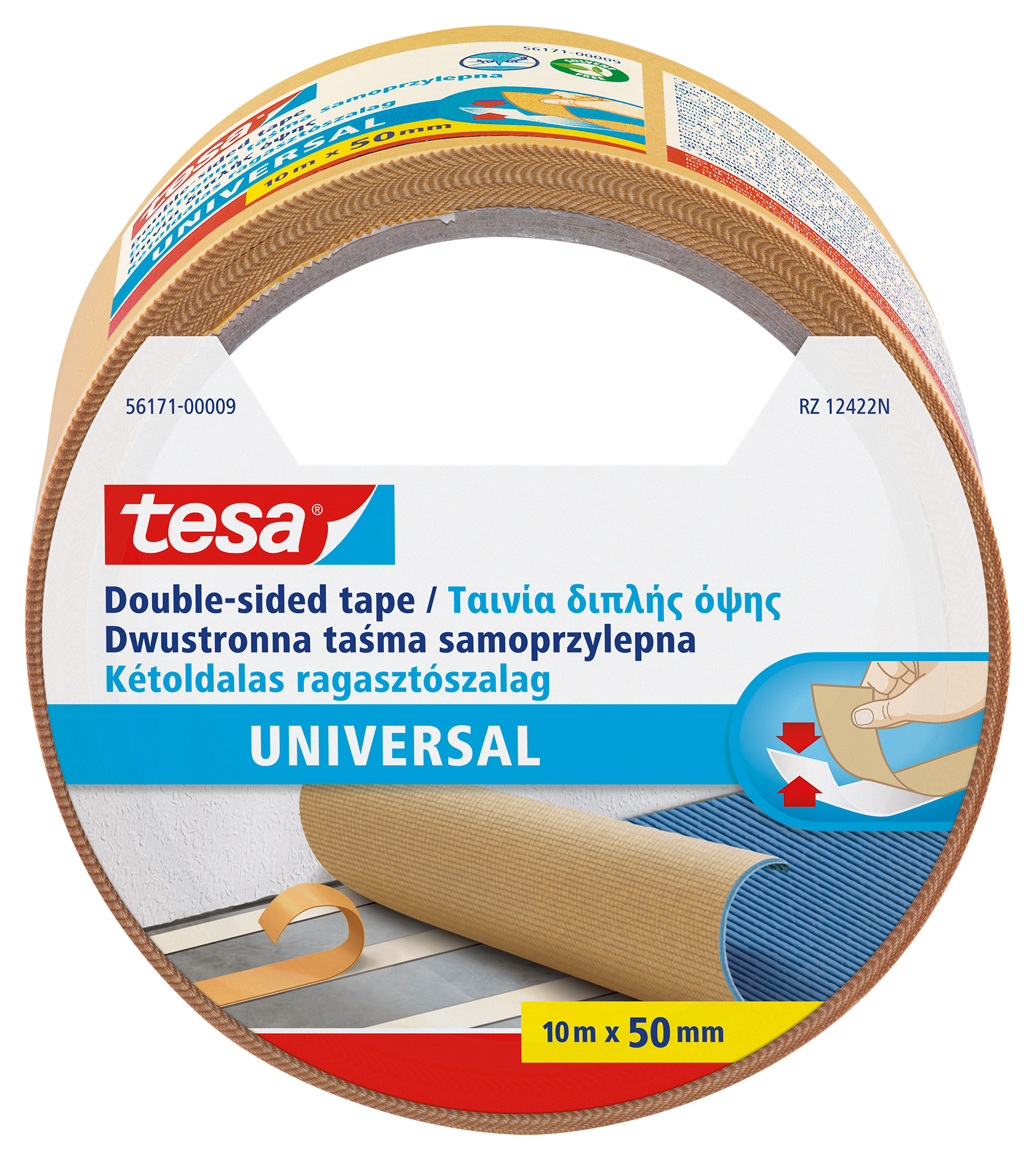 Universali dvipusė lipni juosta TESA, 50mm x 10m