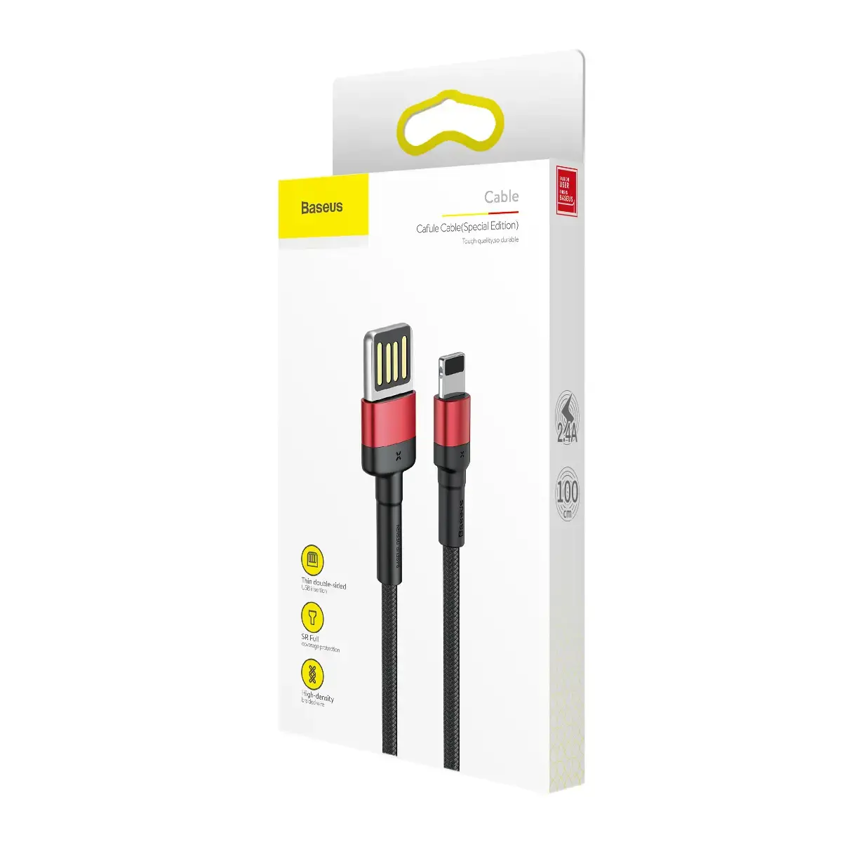 "Baseus Cafule PD2.0" 100 W greitasis įkrovimas USB C tipo kabeliui (20 V 5 A) 2 m raudona+juoda