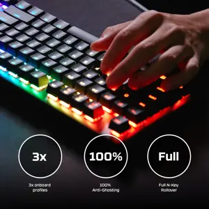 "HP HyperX Alloy Origins", pilno dydžio (100%), USB, mechaninis, QWERTY, RGB LED, juodas
