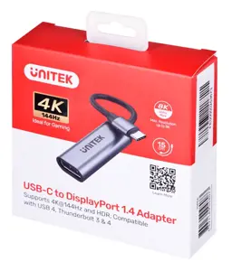 UNITEK V1415C USB-C - DisplayPort 1.4 8K 60Hz 15cm ALU jungtis