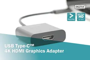 DIGITUS USB Type-C į HDMI adapteris 4K/30Hz laido ilgis: 19,5 cm juodas