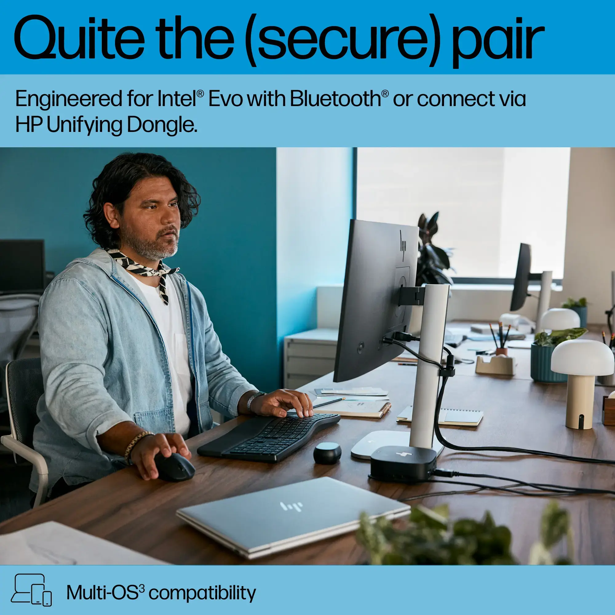 HP 685 Comfort Dual-Mode Keyboard and Mouse Combo, spill resistant - Black - US ENG