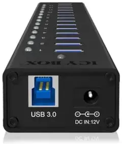 ICYBOX IB-AC6113 IcyBox 13 prievadų USB 3.0 šakotuvas su USB įkrovimo prievadu, juodas