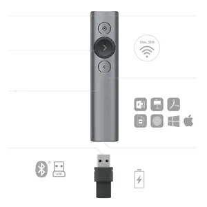 "Logitech Spotlight", "Bluetooth/RF", USB, 30 m, pilka