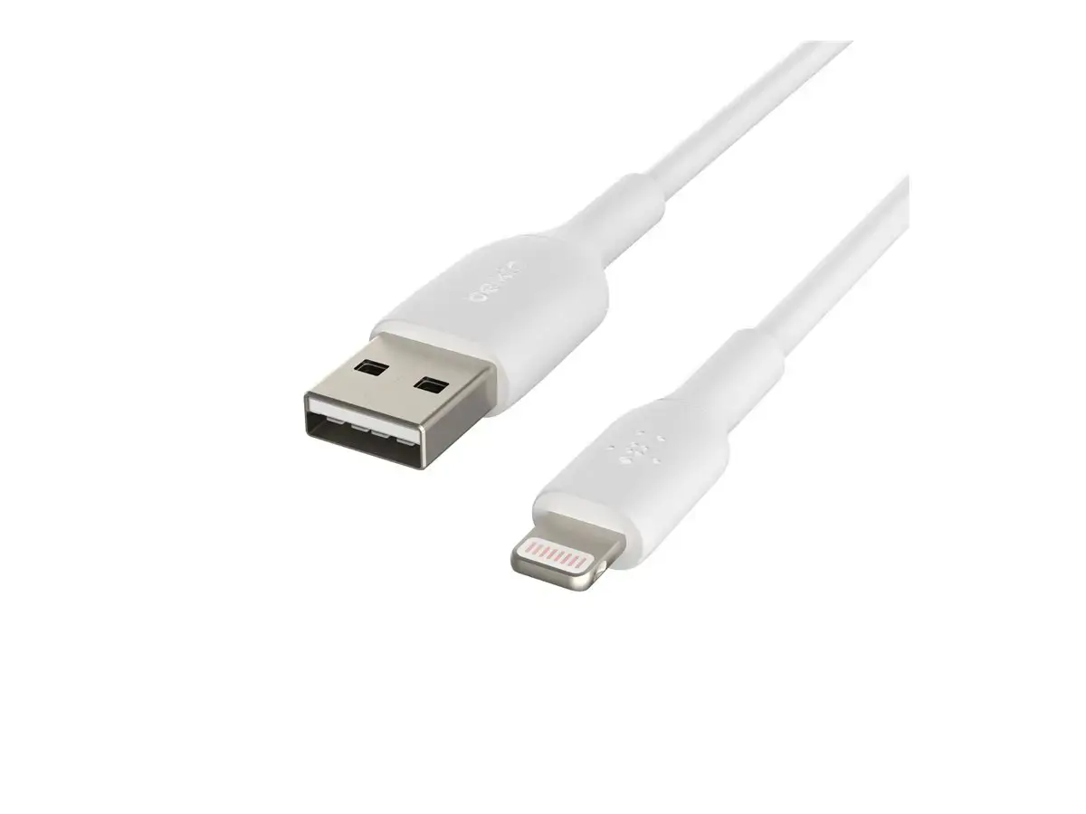 Belkin CAA001BT1MWH, 1 m, Lightning, USB A, vyriškas, vyriškas, baltas