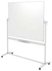 Dvipusė vartoma emaliuota magnetinė lenta NOBO 120x150 cm, mobilus stovas, balta sp.