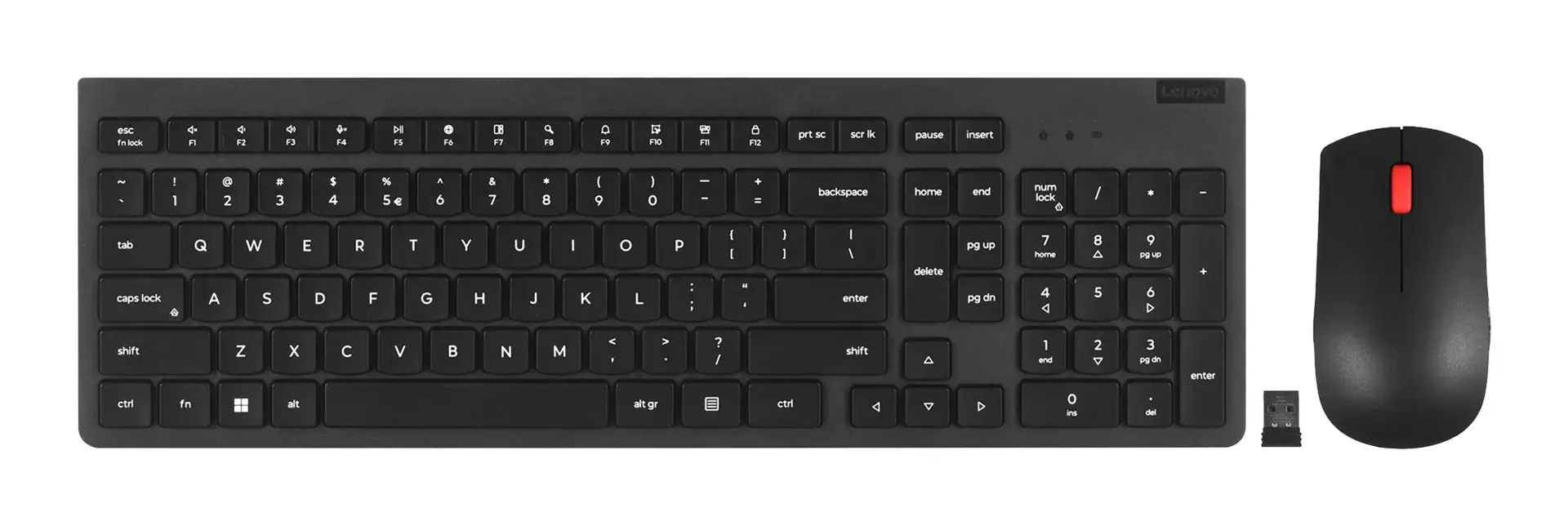 Lenovo 4X31N50746, Full-size (100%), Wireless, RF Wireless, QWERTY, Black, Mouse included