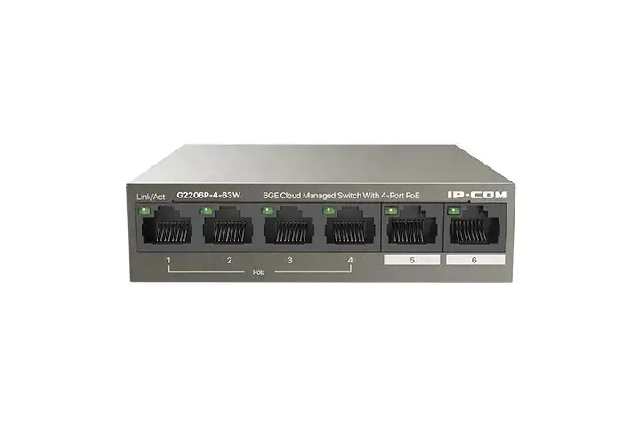 IP-COM Networks G2206P-4-63W tinklo komutatorius Valdomas Gigabit Ethernet (10/100/1000) maitinimas per Ethernet (PoE)