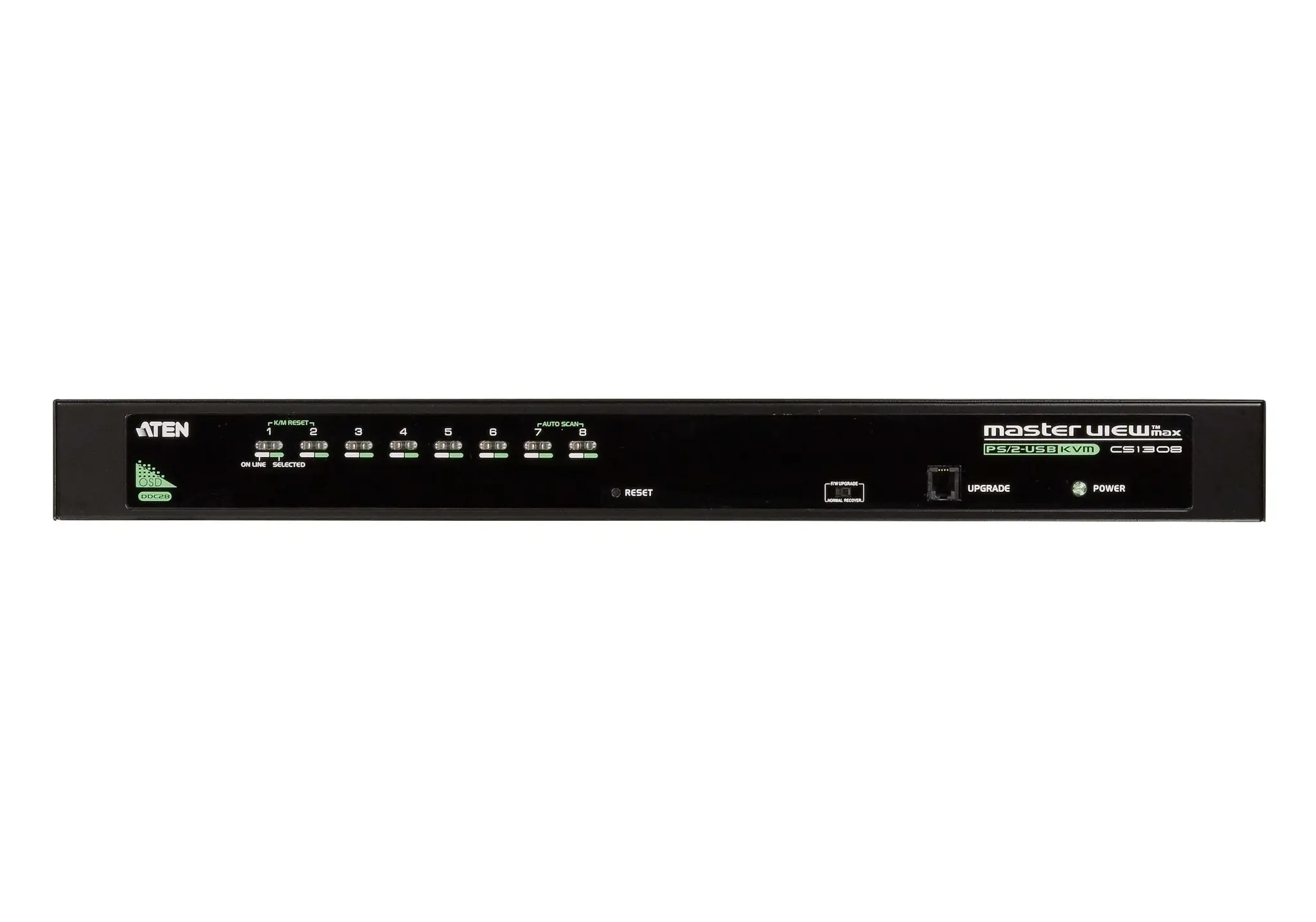 ATEN 8 prievadų USB - PS/2 VGA KVM jungiklis, 2048 x 1536 taškų, QXGA, montuojamas į stovą, 5 W, 1U, juodas