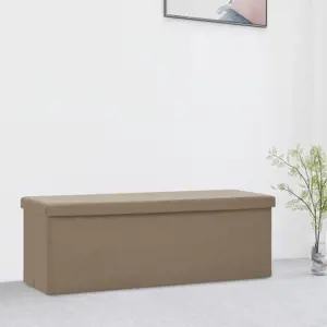 Sulankstomas suoliukas-daiktadėžė, kapučino spalvos, PVC