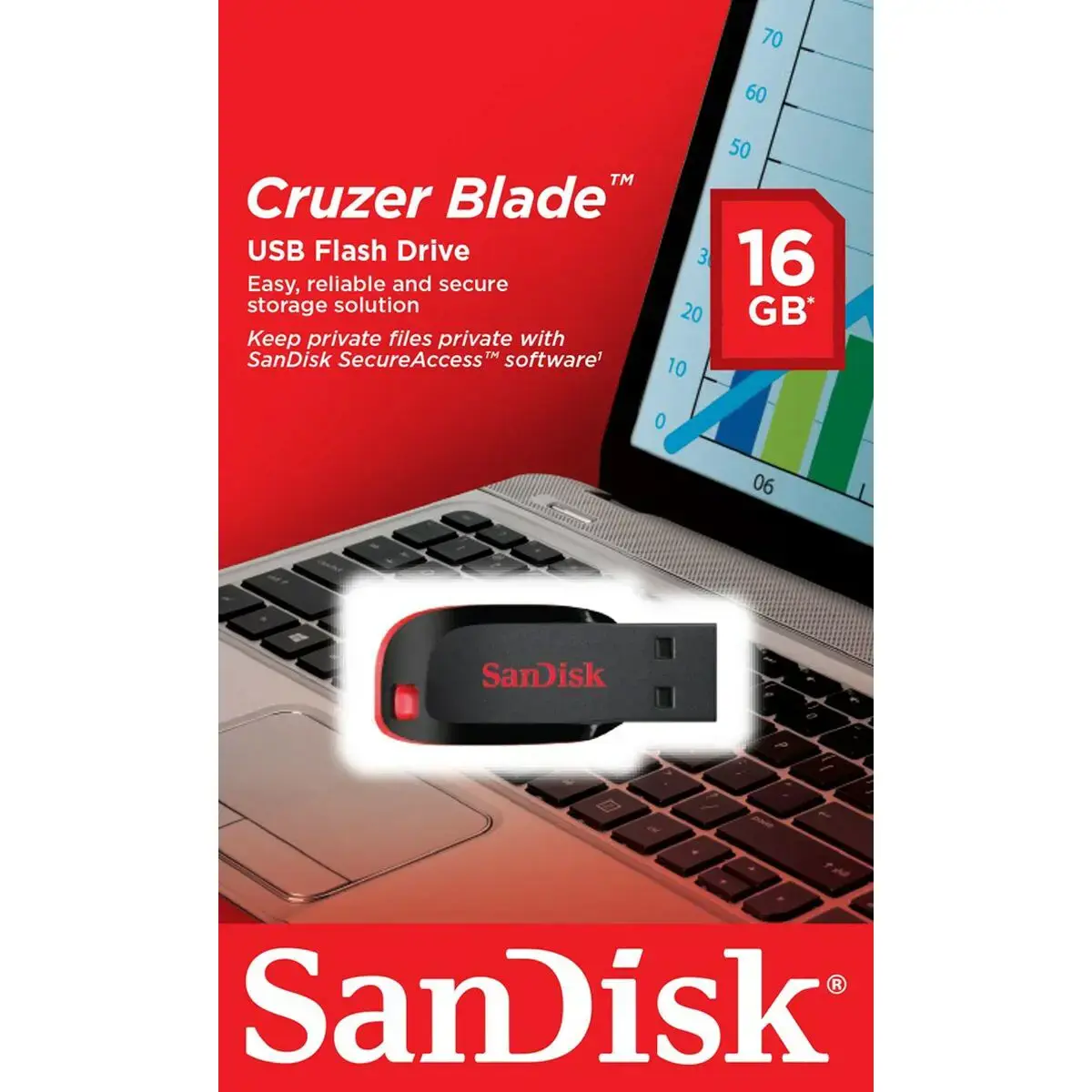 USB atmintinė SanDisk SDCZ50-016G-B35 Black Black/Red 16 GB