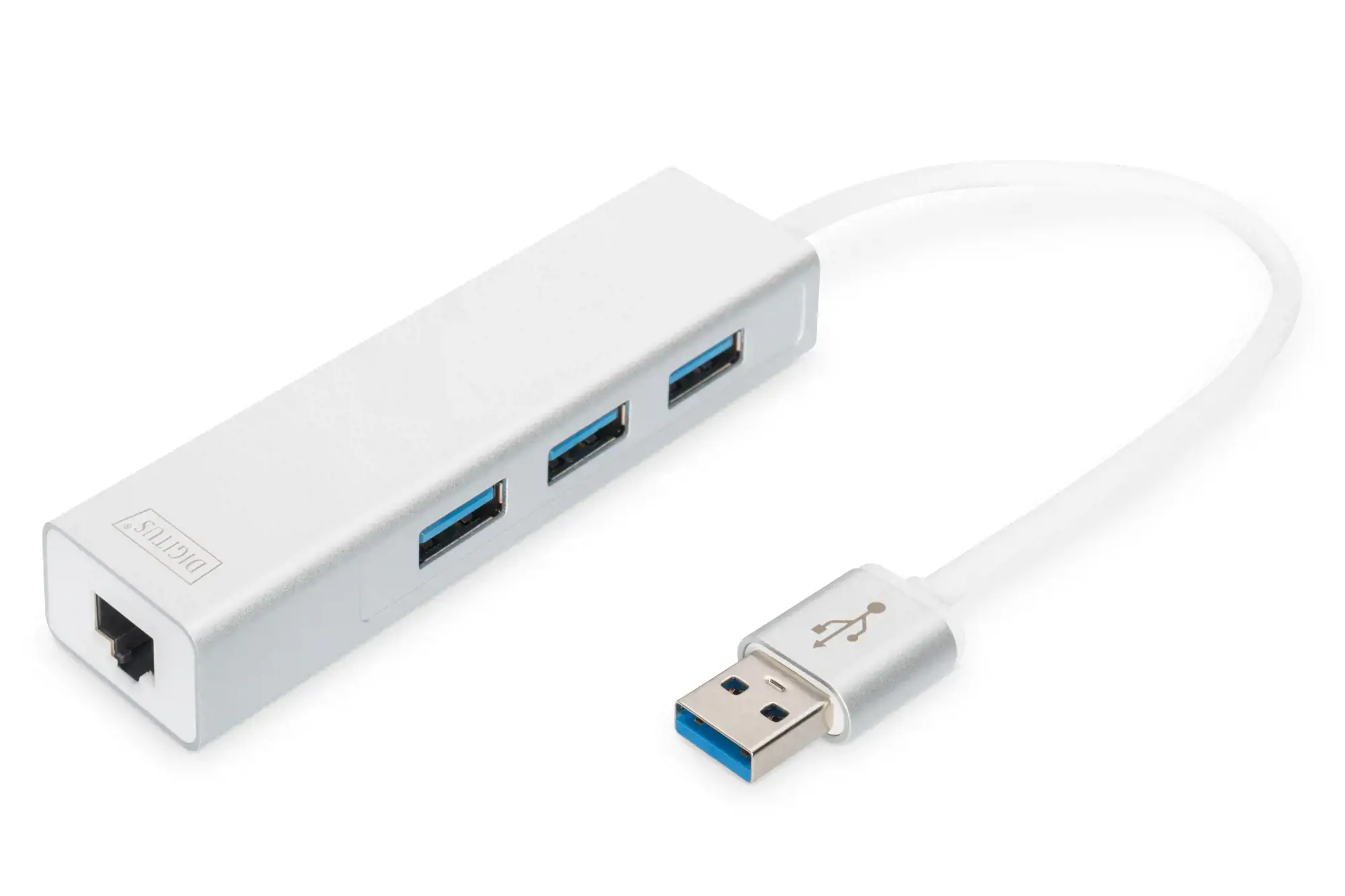 DIGITUS USB3.0 3 prievadų šakotuvas ir GLAN adapteris 3xUSB A/F 1xUSB A/M 1xRJ45 LAN