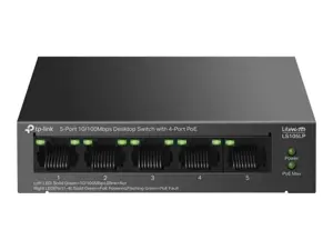 TP-LINK | 5-Port 10/100Mbps Switch with 4-Port PoE | LS105LP | Unmanaged | Desktop