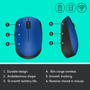 LOGITECH M171 belaidė pelė BLUE