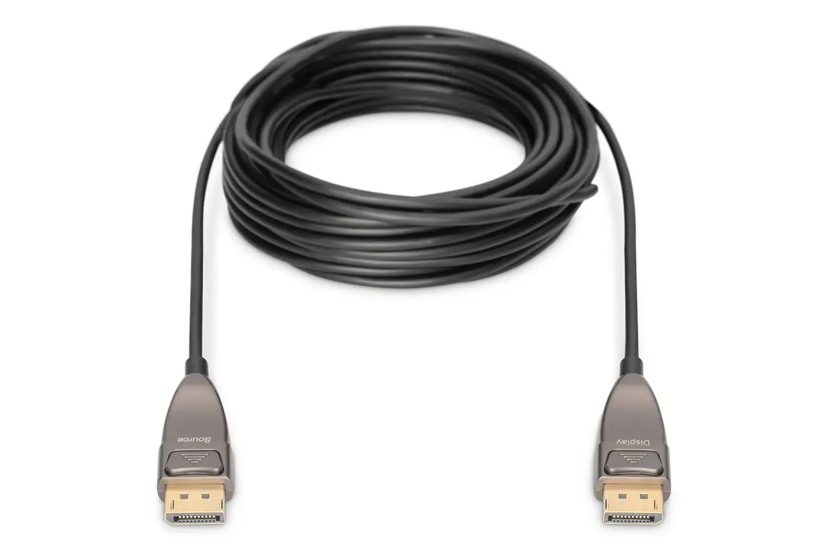 ASSMANN DisplayPort AOC hibridinio pluošto jungiamasis kabelis M/M 10 m UHD 8K60Hz CE aukso spalvos bl