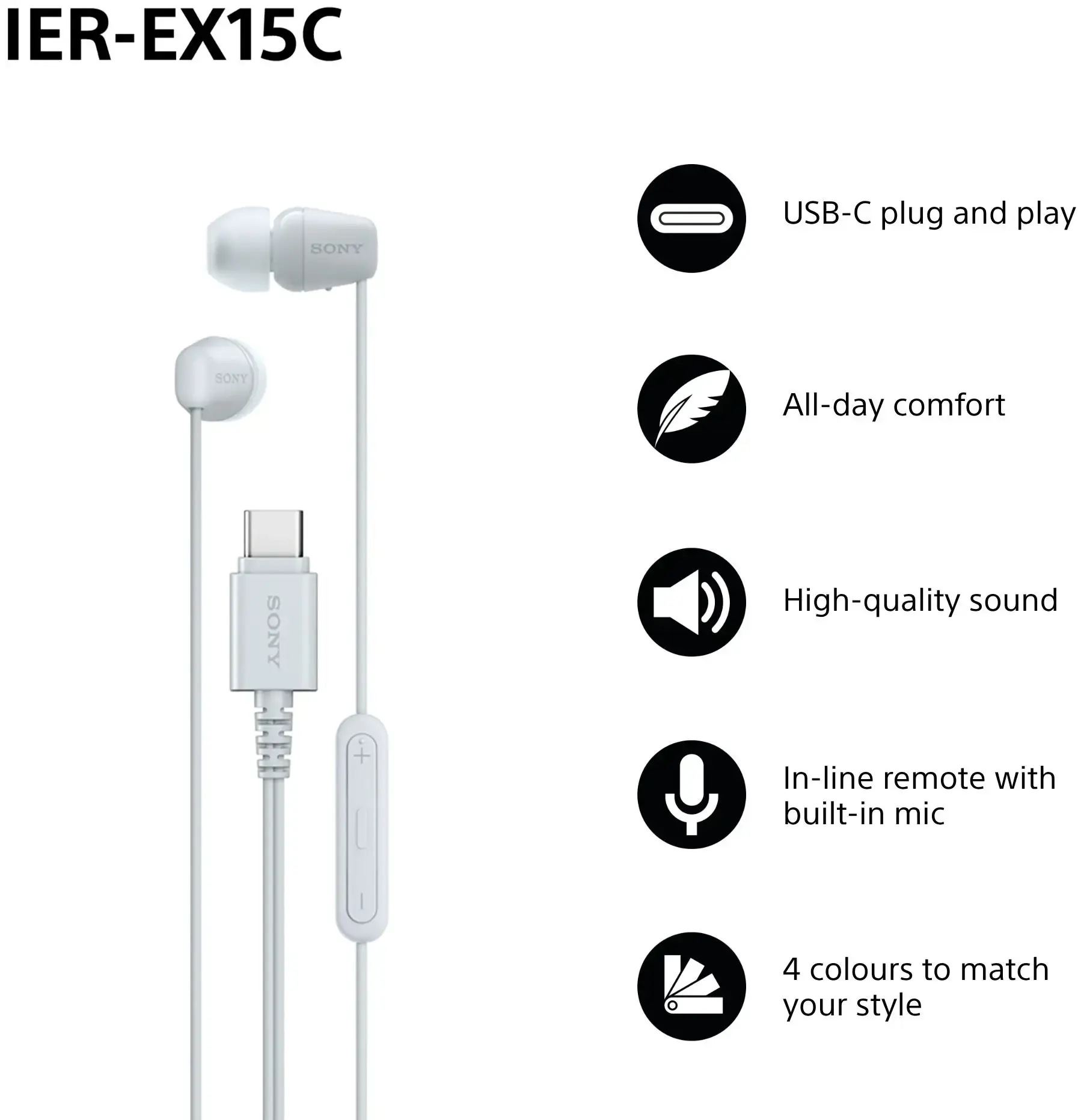 Sony headset IER-EX15C, white