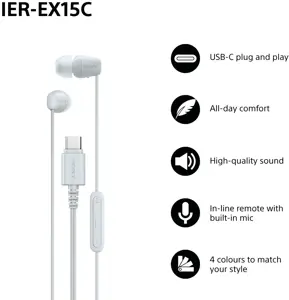 Sony headset IER-EX15C, white