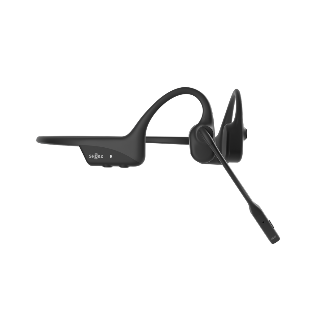 SHOKZ OpenComm2 2025 Upgrade Wireless Bluetooth Bone Conduction Videoconferencing Headset with USB-C Charging Port | 16 Hr Talk Time, 29m Wireless Range, 1 Hr Charge Time | Includes Noise Cancelling Boom Mic, Black, Wireless, Office/Call center, 35 g, Headset, Black