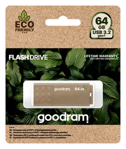"Goodram UME3 Eco Friendly", 64 GB, A tipo USB, 3.2 Gen 1 (3.1 Gen 1), 60 MB/s, dangtelis, rudos spalvos
