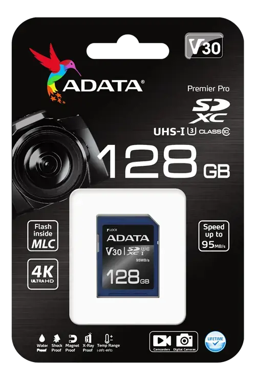 ADATA 128GB SDXC UHS-I U3 V30S 95MB/60MB