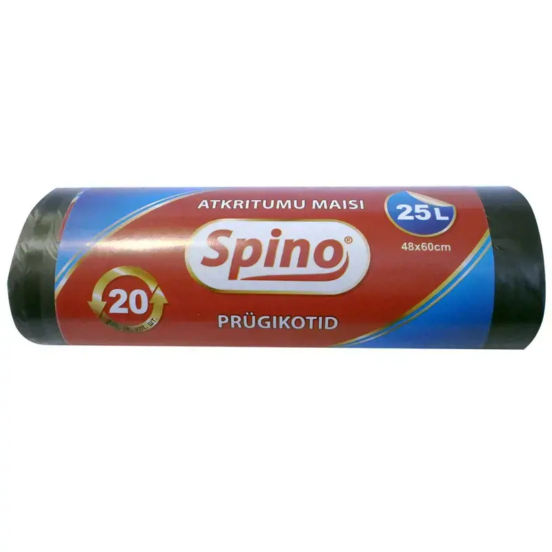 Šiukšlių maišai SPINO 25 l, 9 mik., 20 vnt., juodi