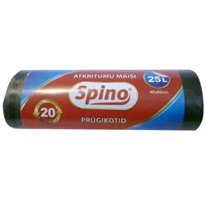 Šiukšlių maišai SPINO 25 l, 9 mik., 20 vnt., juodi