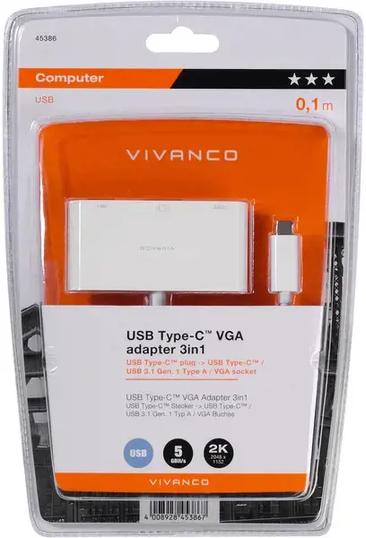 "Vivanco" USB-C - VGA 3in1 adapteris (45386)