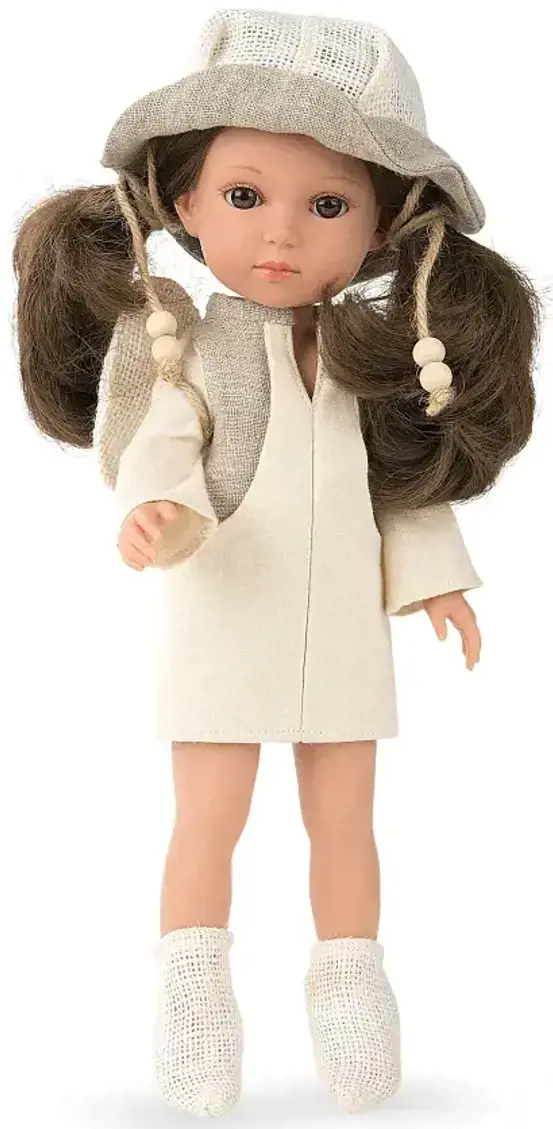 Lėlytė Carole su lininiais rūbeliais, 36 cm