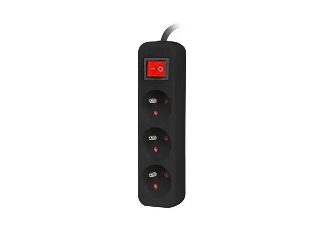 LANBERG PS1-03E-0300-BK Lanberg 3M juoda LANTERGE CURVE 3X 230V PL su grandinės pertraukikliu, pilnas varis
