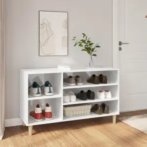 Spintelė batams, balta, 102x36x60cm, apdirbta mediena, blizgi