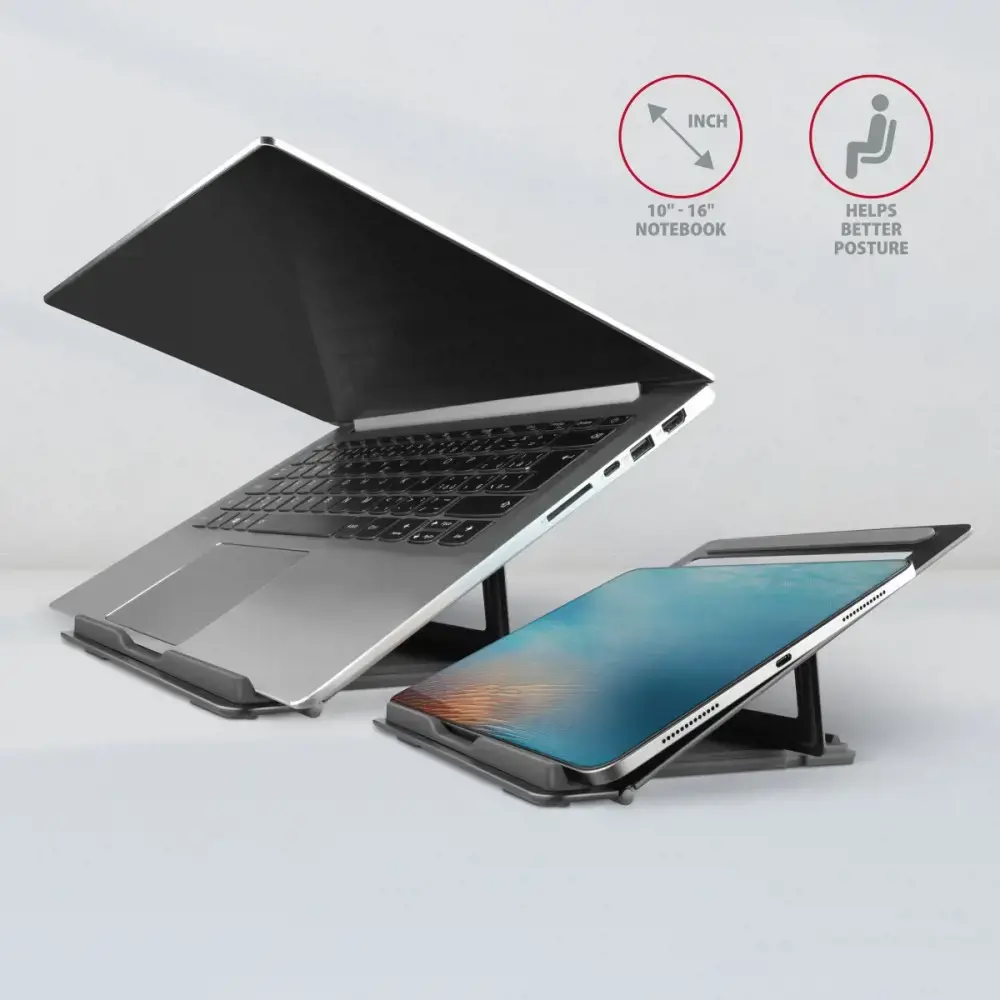 "Axagon STND-L NOTEBOOK STANDAlumininis stovas 10-16 colių nešiojamiesiems kompiuteriams. Keturios reguliuojamos padėtys.
