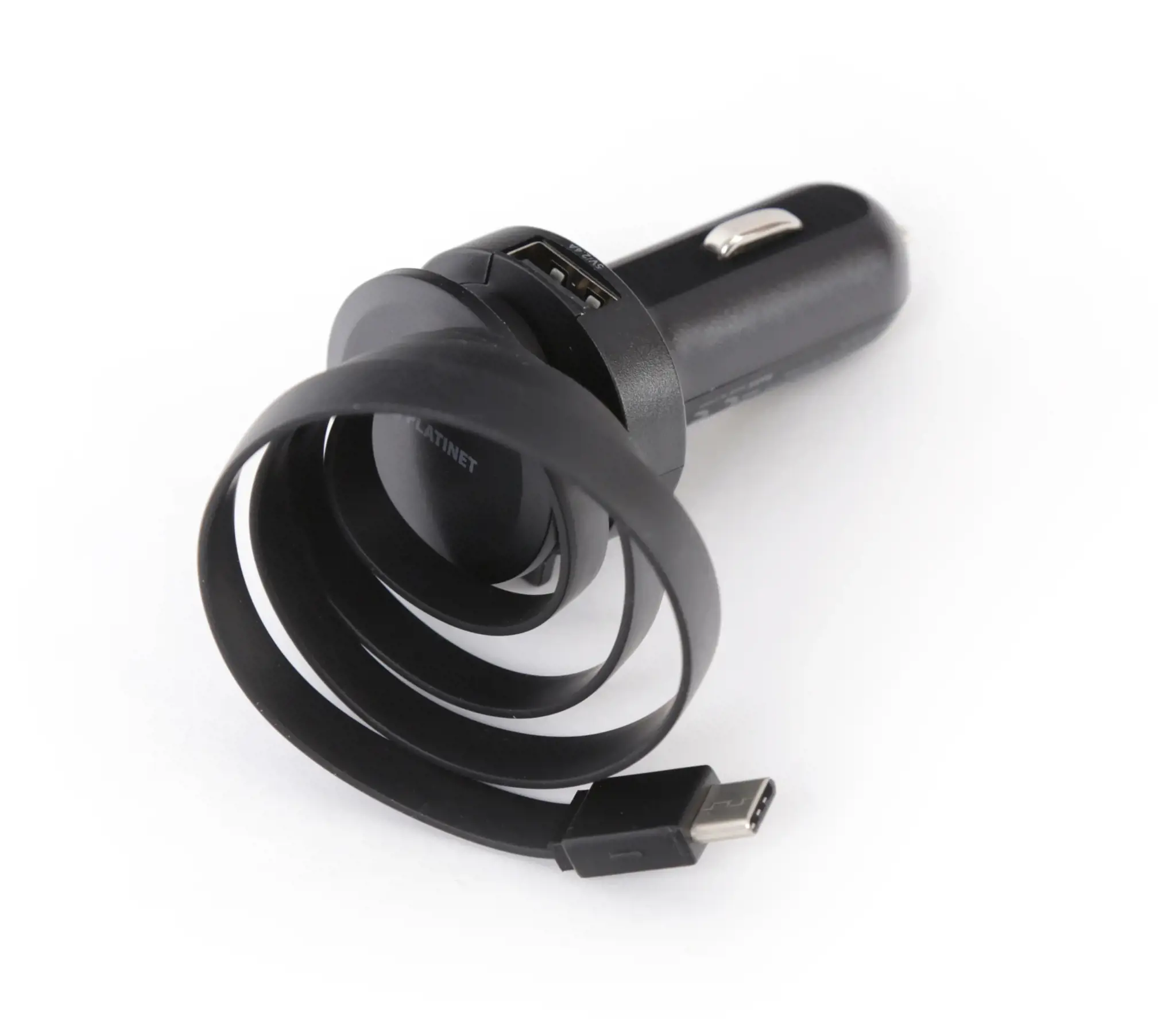 Platinet automobilinis įkroviklis 1xUSB 2,4A + USB-C laidas (44652)
