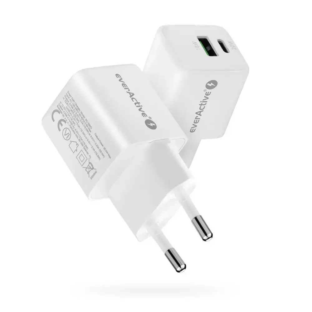 Charger 1 x USB, 1 x USB-C Quick Charge 3.0 20W white