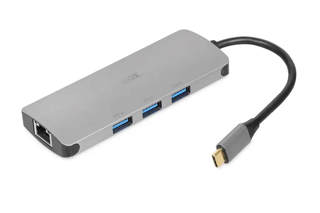 "iBox IUH3RJ4K" nešiojamojo kompiuterio dokas/prievadų replikatorius USB 3.2 Gen 1 (3.1 Gen 1) Type-C Power Delivery 100 W sidabrinės spalvos