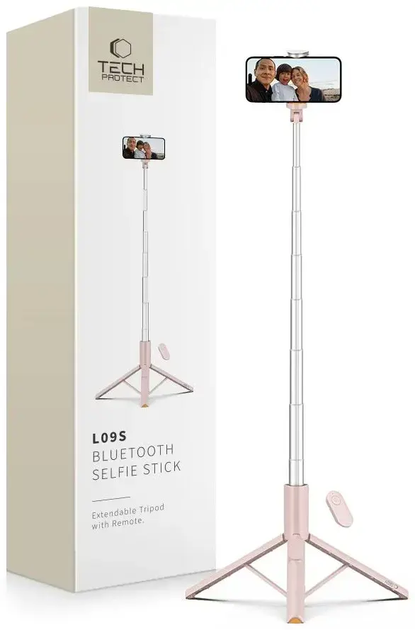 Tech-Protect selfie stick tripod L09S Bluetooth, pink