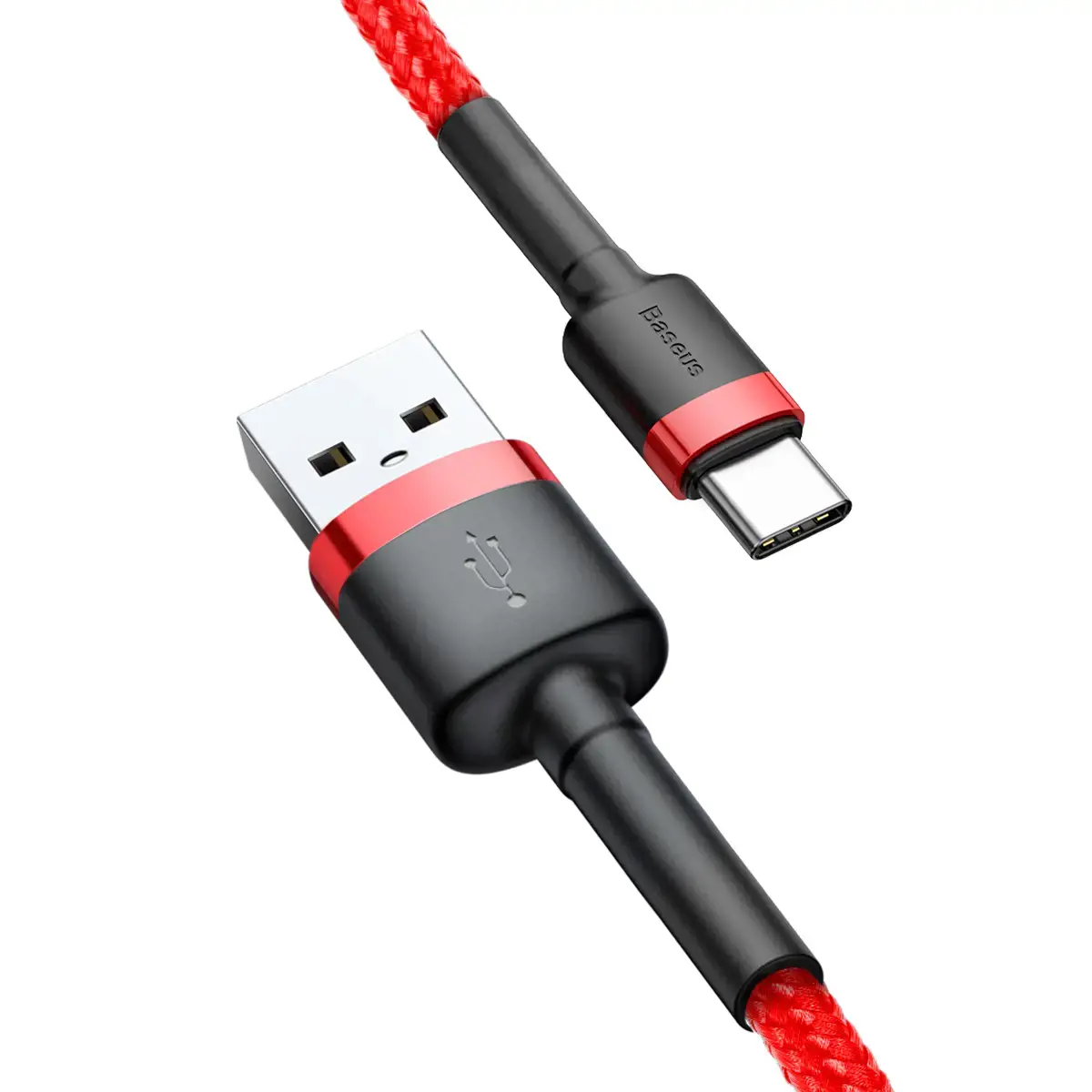 "Baseus Cafule Cable" patvarus nailono kabelis USB / USB-C QC3.0 3A 0.5M Raudona (Raudona)
